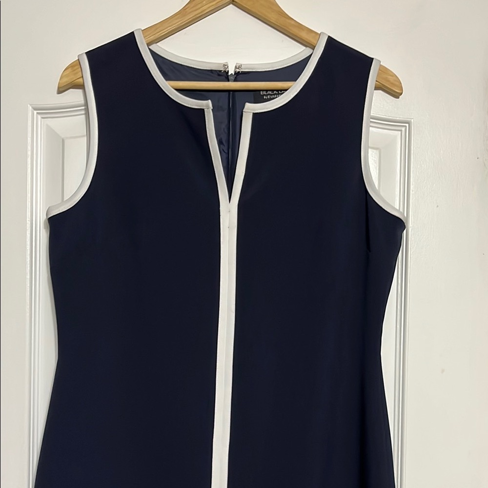 Evan Picone Navy and White Midi Dress